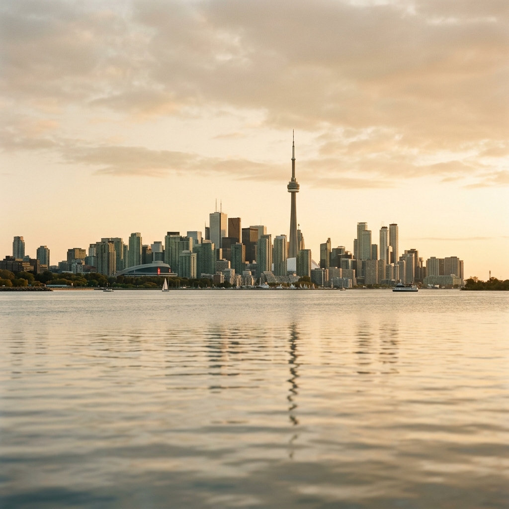 Toronto skyline at golden hour